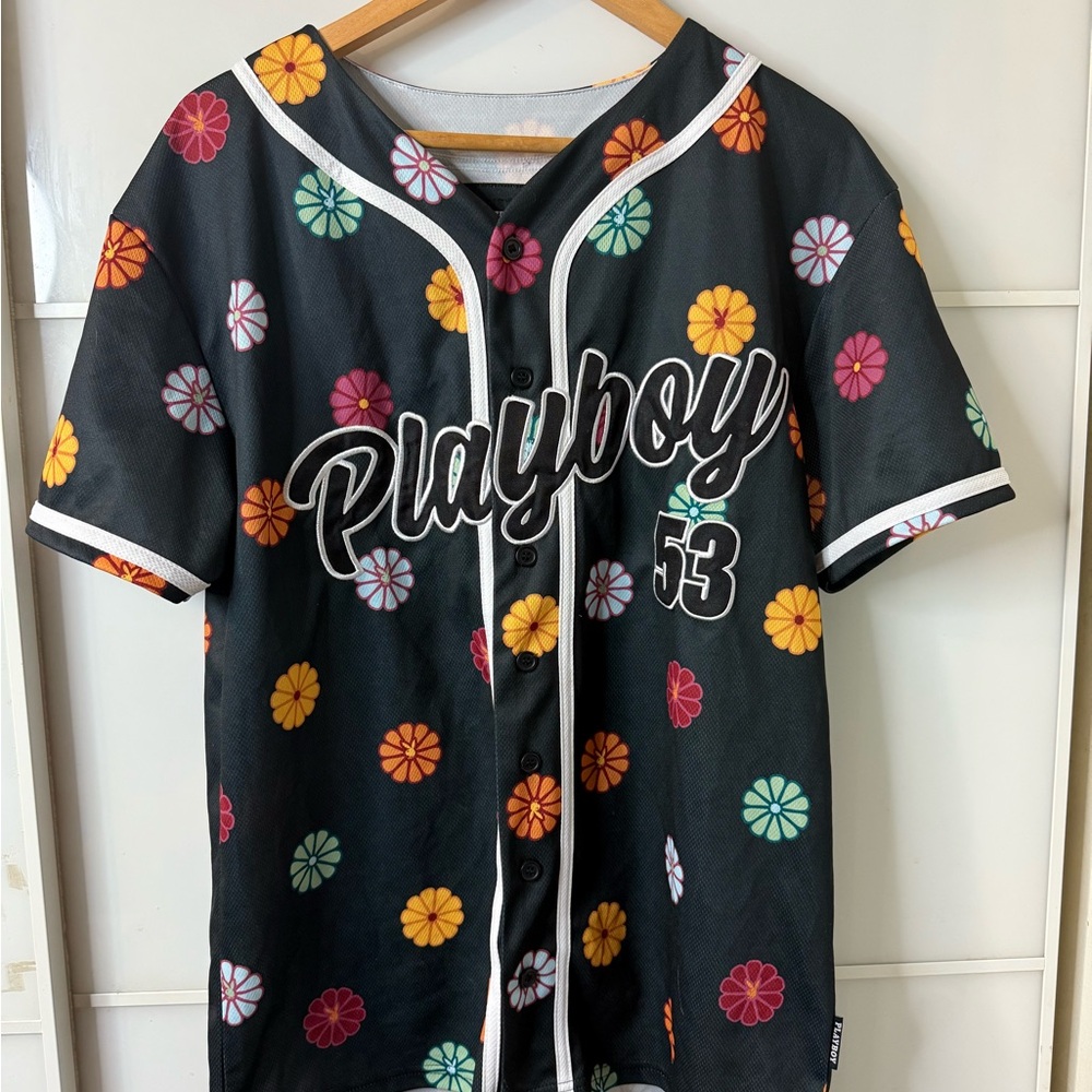 Rare PLAYBOY 53 Floral Print Jersey - Black and Multicolor
